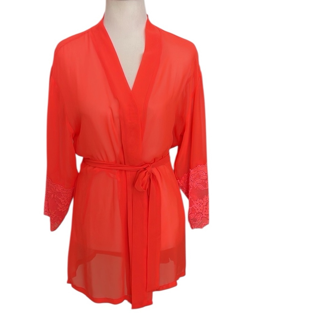 Vintage Dreamgirl Semi Sheer Robe With Embroidered Cuffs